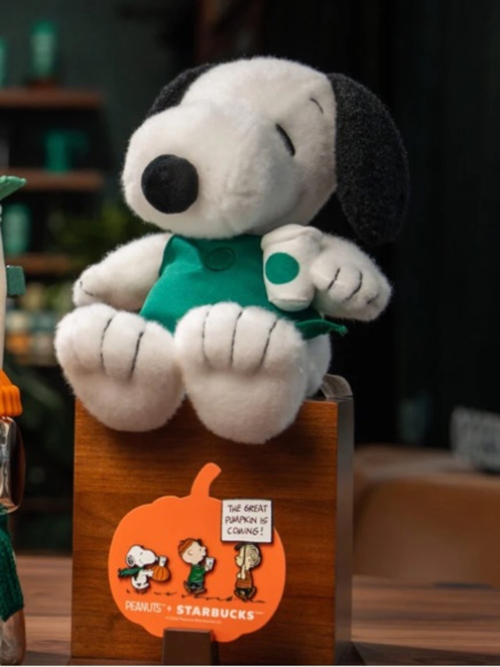 Peanuts + Starbucks Peanuts Snoopy Plush in White, Black & Green